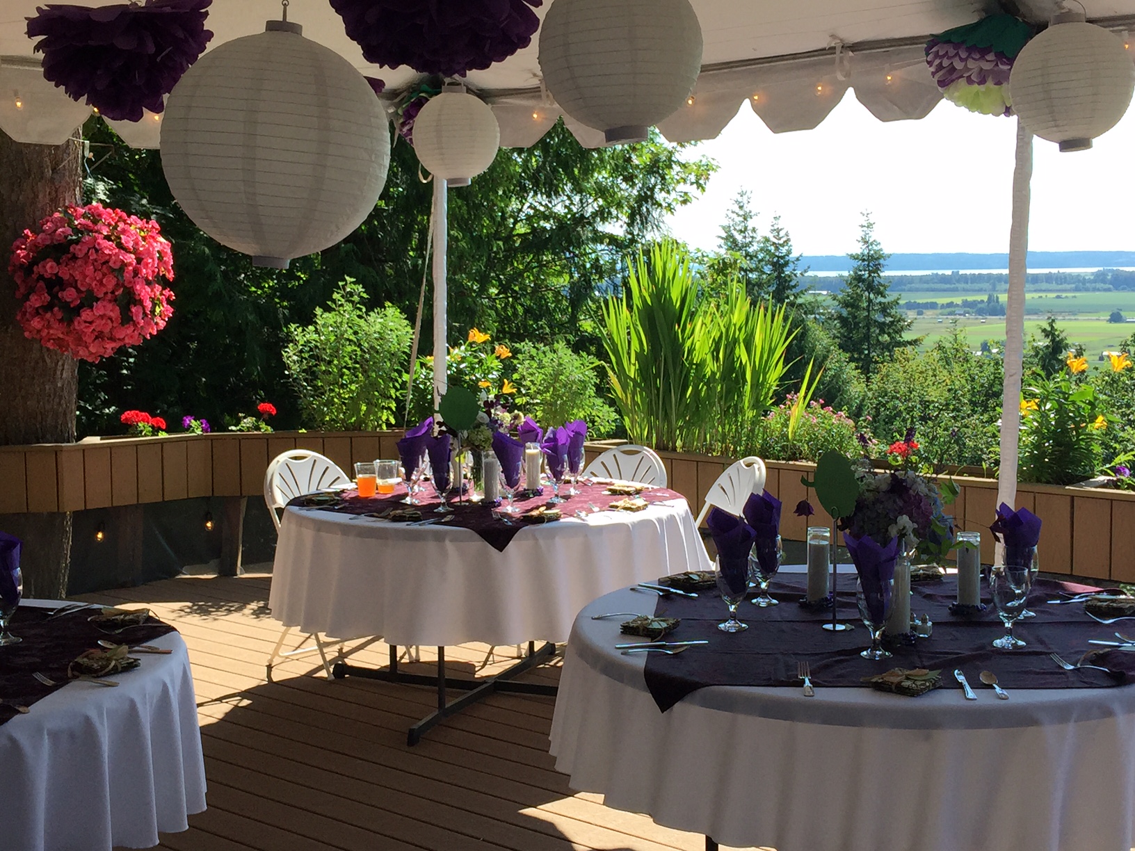 A table set up for an outdoor party